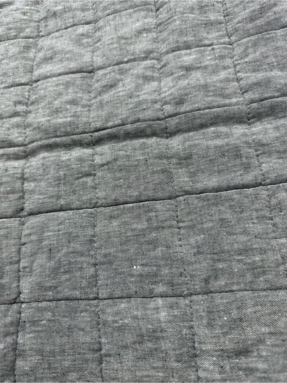 West Elm Washed Linen Quilted Black King Size Pillow Shams Two